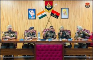 Chairing the meeting with all GOs, SHOs and I/c PPs, Commissioner of Police Ludhiana !